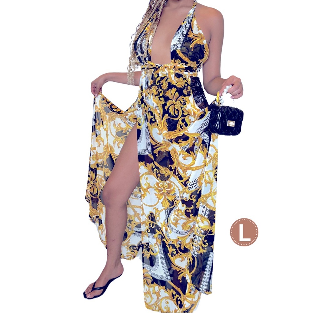 Party and beach cover up floral name brand high split dress